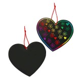 Scratch Art Heart Ornaments 